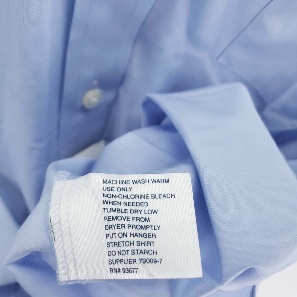 NEW Stafford Dress Shirt Mens 18 34/35 Blue Solid Stretch Non Iron Long Sleeve - Picture 13 of 16
